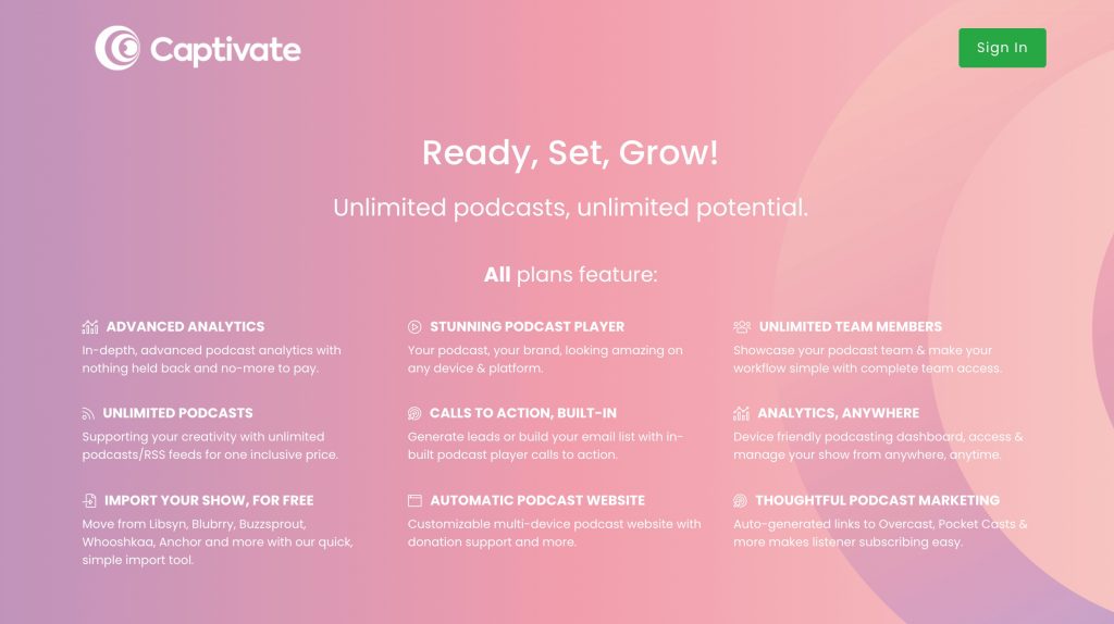 Captivate Podcast Hosting - Features